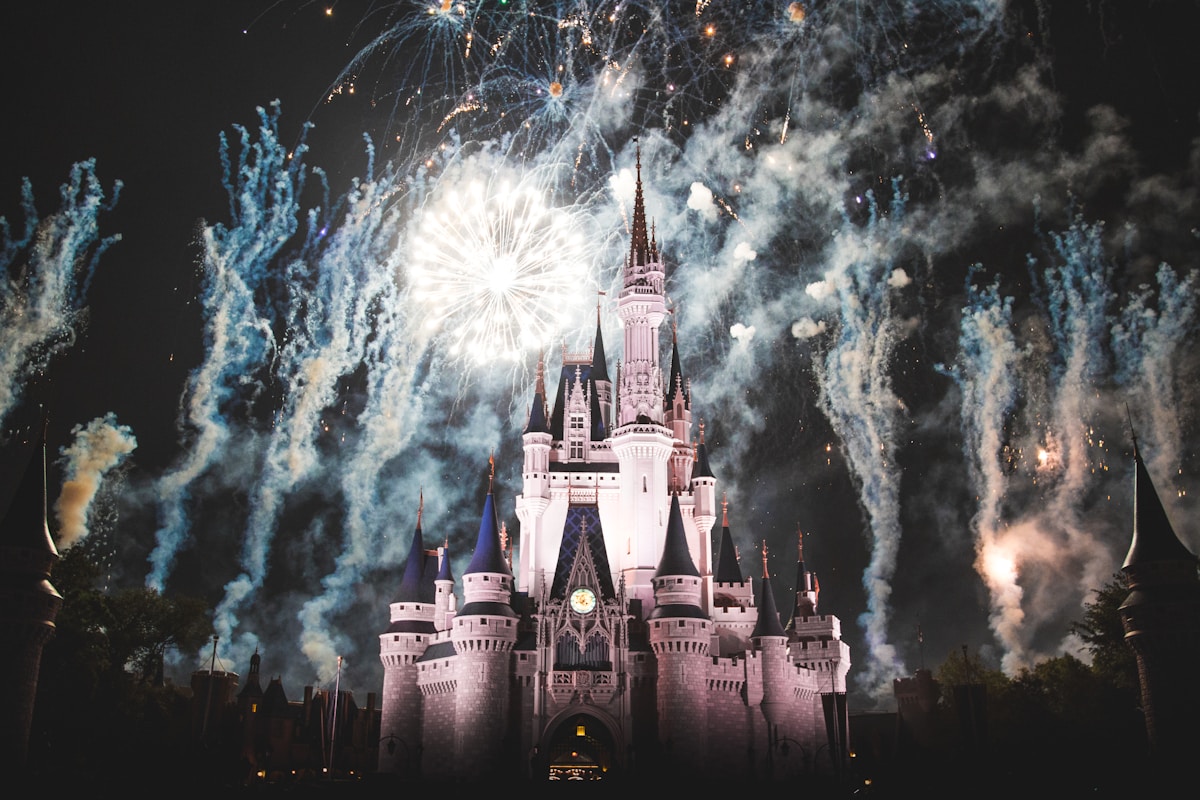 Fireworks erupting over Cinderella Castle at Magic Kingdom